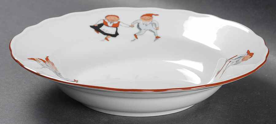 Nisse (Red Trim) Rim Soup Bowl by Porsgrund-1