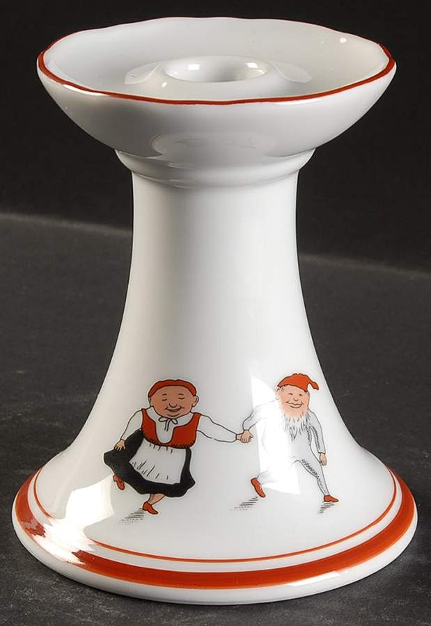 Nisse (Red Trim) Small Candlestick by Porsgrund-1
