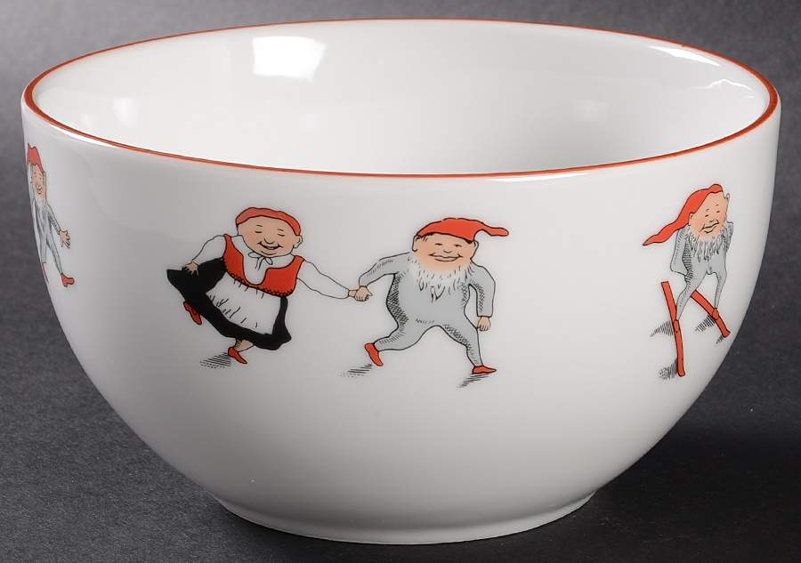 Nisse (Red Trim) 5" Round Serving Bowl by Porsgrund-1