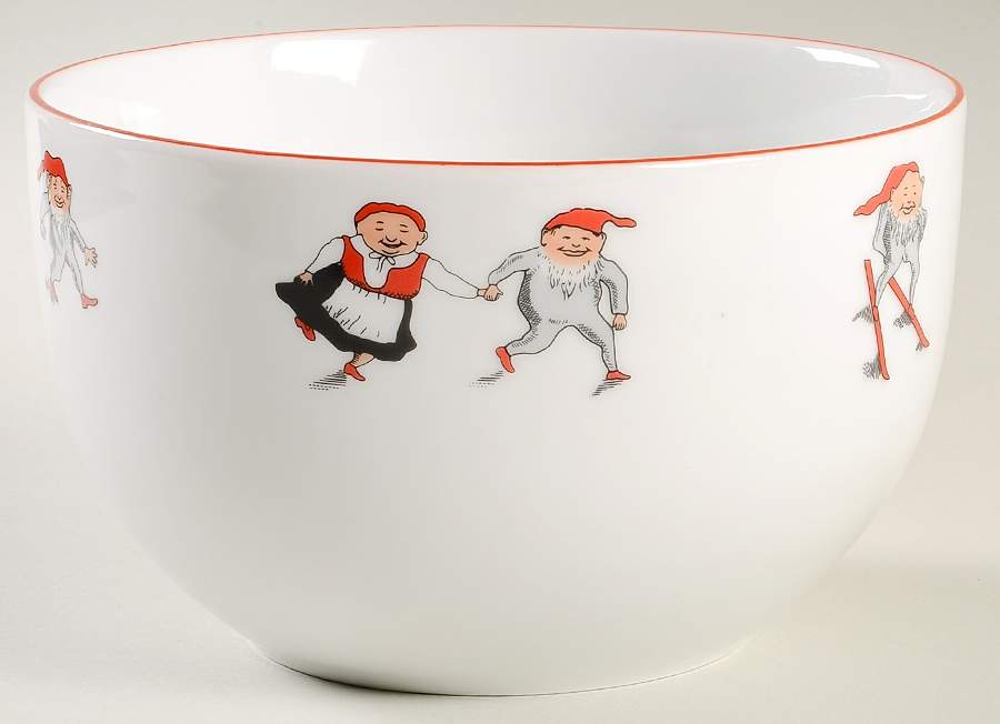 Nisse (Red Trim) 6" Round Serving Bowl by Porsgrund-1