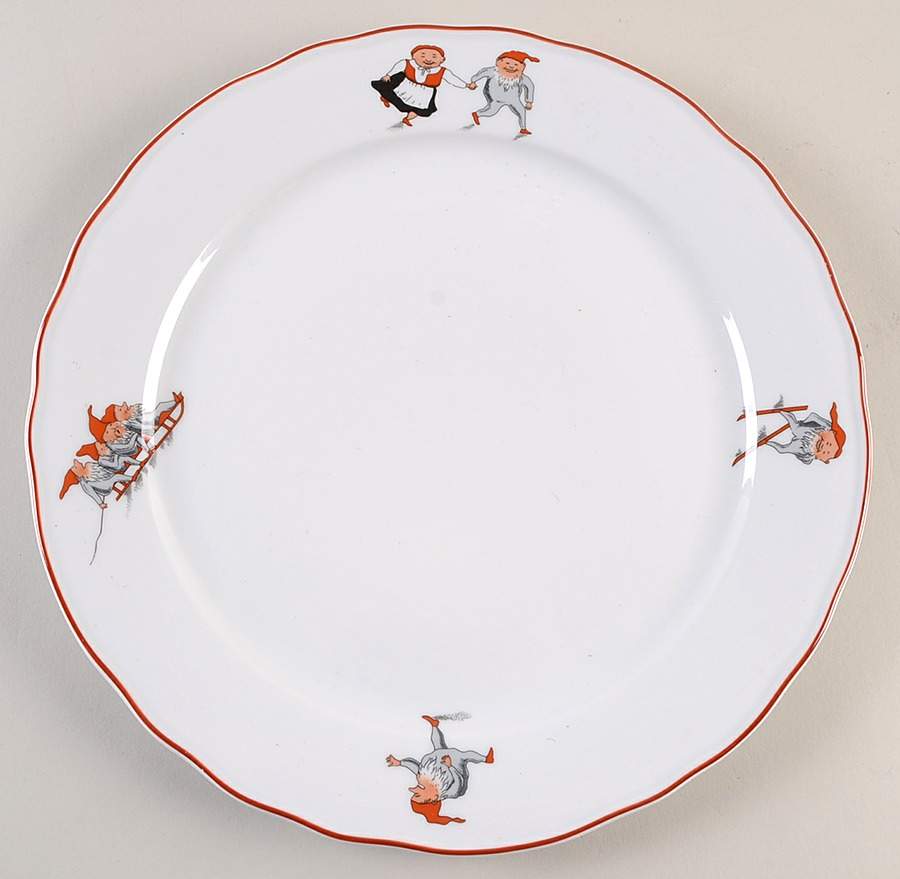 Nisse (Red Trim) 11" Chop Plate (Round Platter) by Porsgrund-1