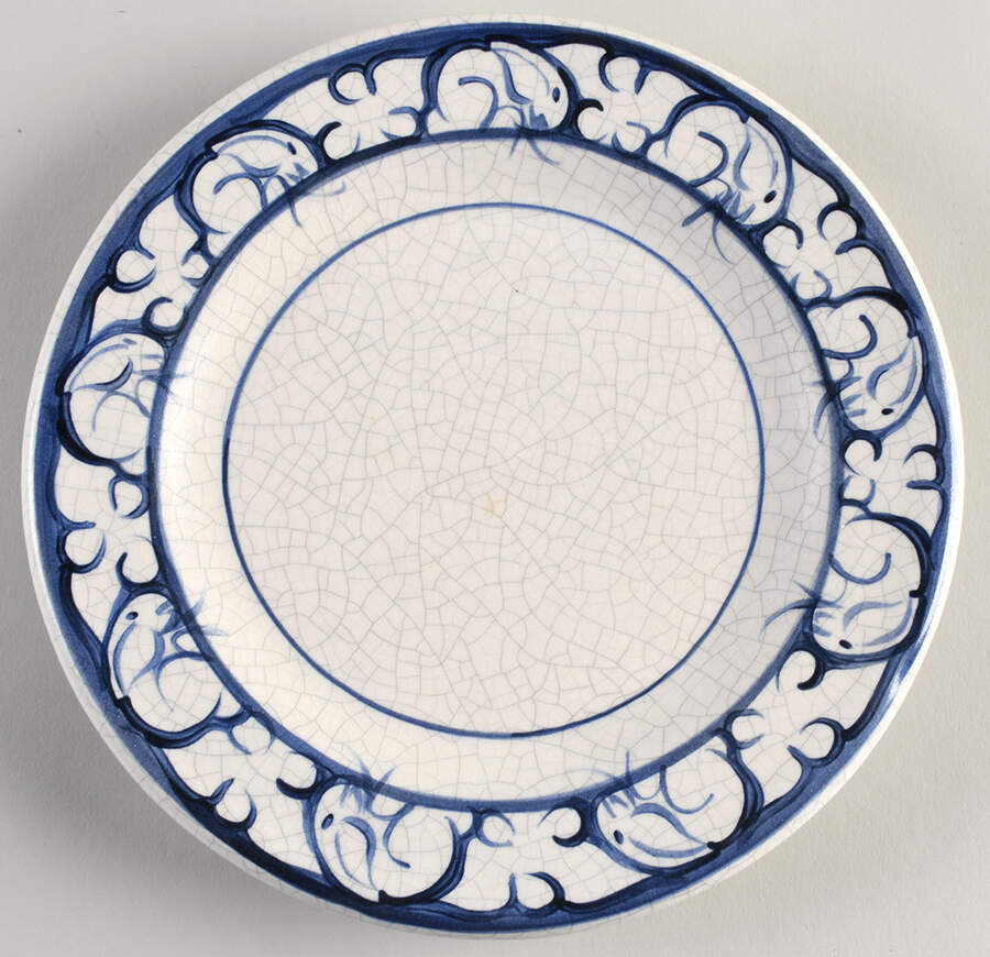 Dedham Rabbit 8" Footed Plate by Potting Shed-1