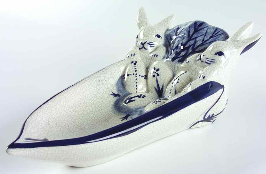 Dedham Rabbit 11" Oval Figural Serving Bowl by Potting Shed-1
