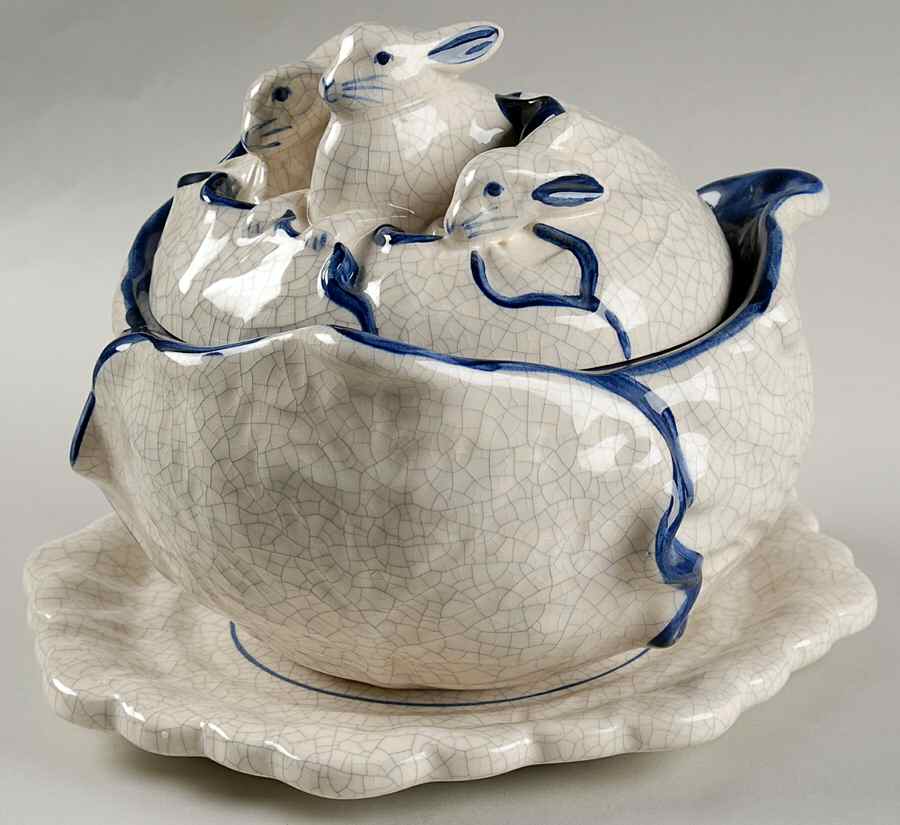 Dedham Rabbit Small Tureen w/Lid & Underplate by Potting Shed-1
