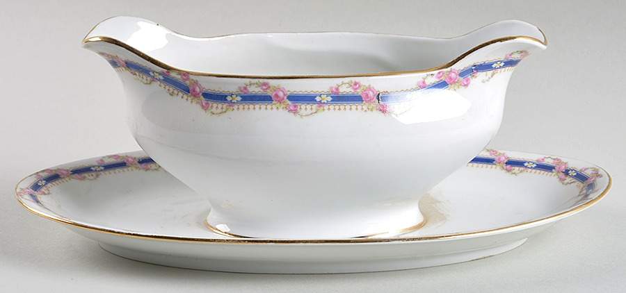 1832 Gravy Boat with Attached Underplate by Porcelain Union-1