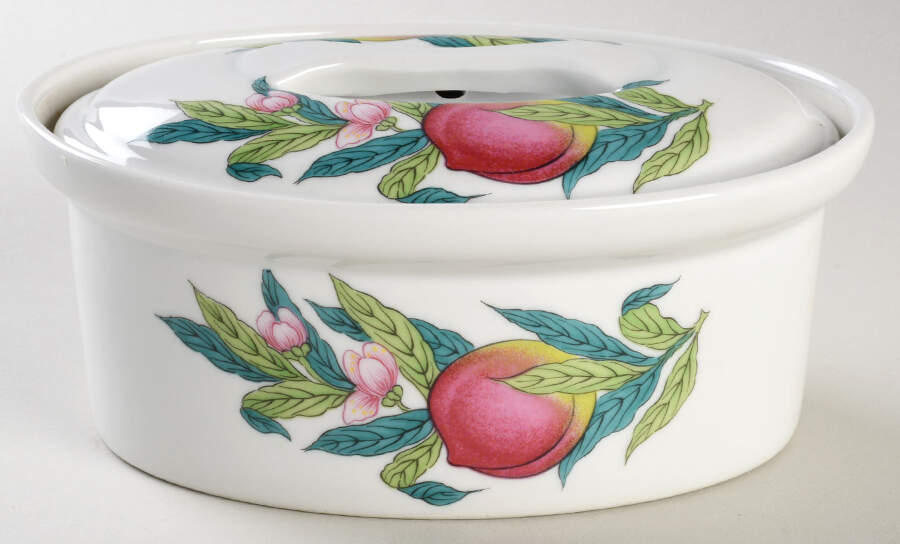 Abondance (Rim) 16 Oz Oval Individual Casserole & Lid by Porcelaine De Paris-1