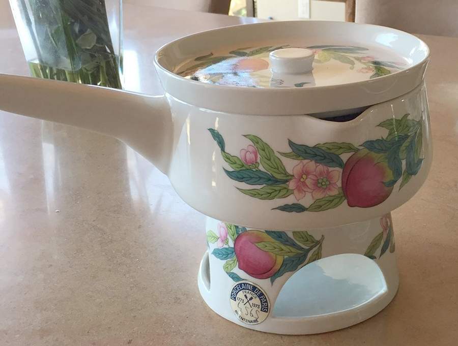 Abondance (Rim) Fondue Pot with Lid, Stand and Burner by Porcelaine De Paris-1