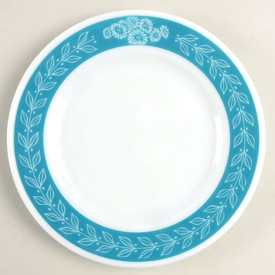 Autumn Bands Turquoise Luncheon Plate by Pyrex-1