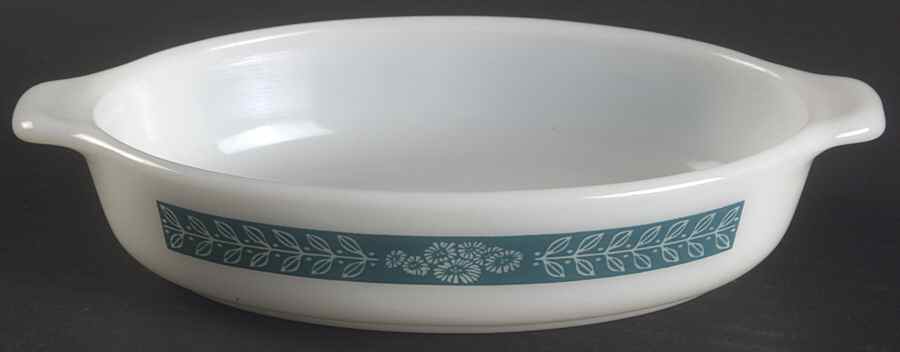 Autumn Bands Turquoise Open Individual Casserole by Pyrex-1