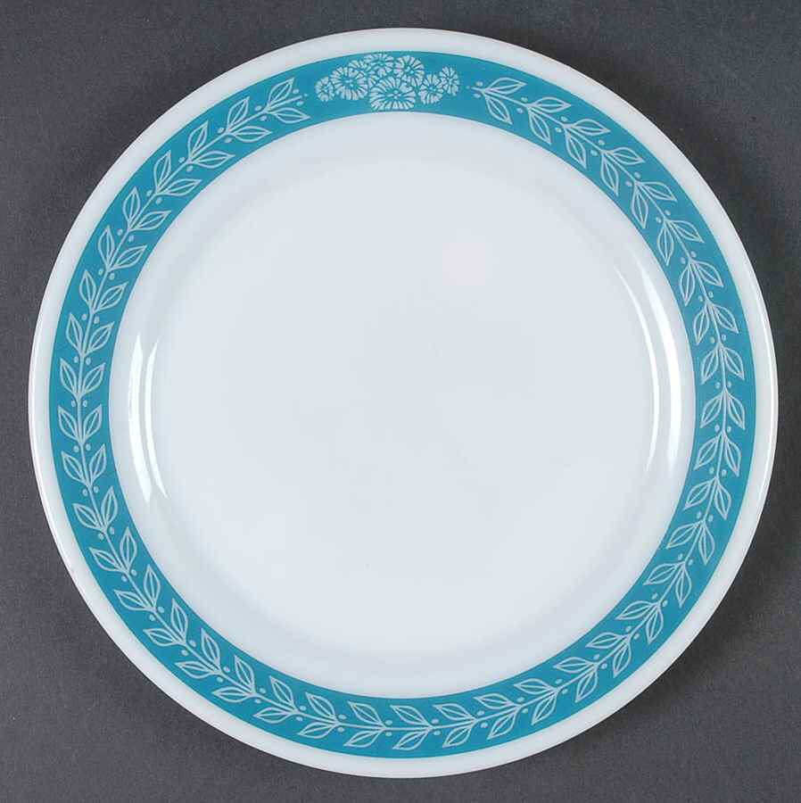 Autumn Bands Turquoise Salad Plate by Pyrex-1