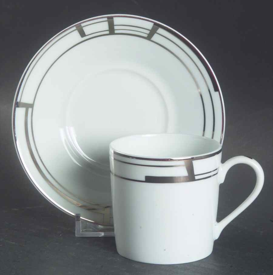 Art Deco Flat Demitasse Cup & Saucer Set by Puiforcat-1