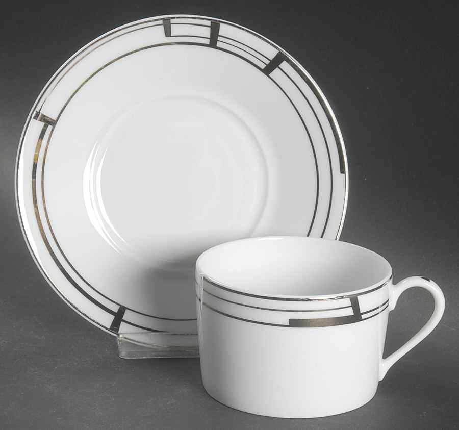 Art Deco Flat Cup & Saucer Set by Puiforcat-1