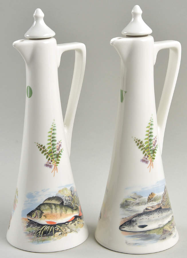 Compleat Angler Fern Vinegar and Oil Set with Stoppers by Portmeirion-1
