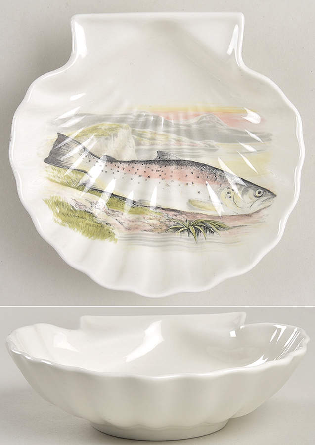 Compleat Angler Fern Shell Shaped Dish by Portmeirion-1