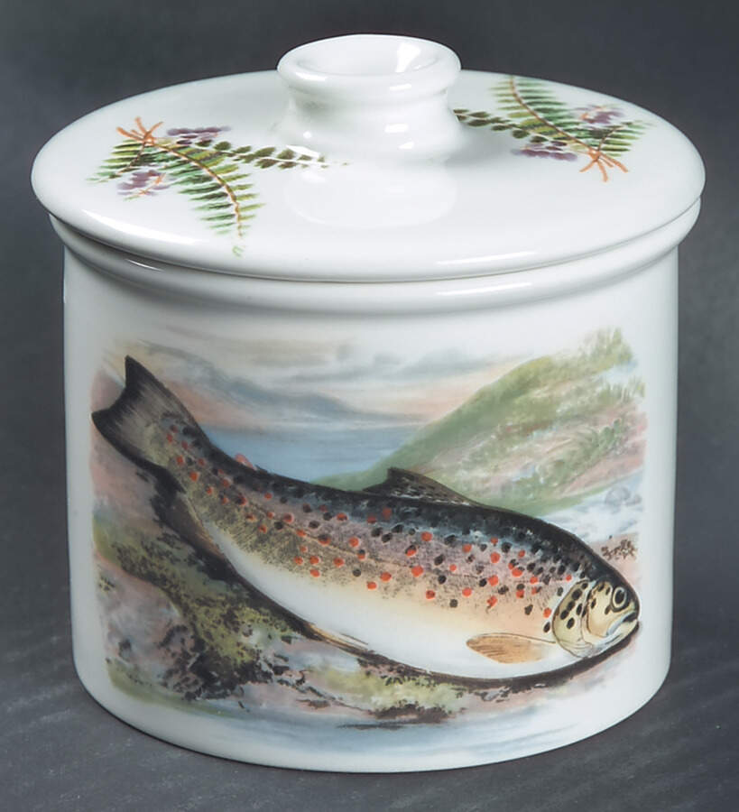 Compleat Angler Fern Sugar Bowl & Lid by Portmeirion-1