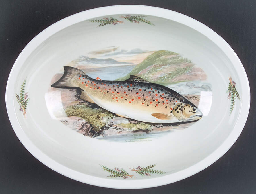 Compleat Angler Fern 12" Sovereign Deep Oval Bowl by Portmeirion-1