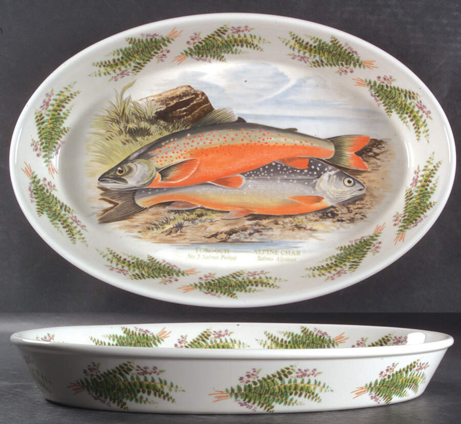 Compleat Angler Fern 14" Oval Baker by Portmeirion-1