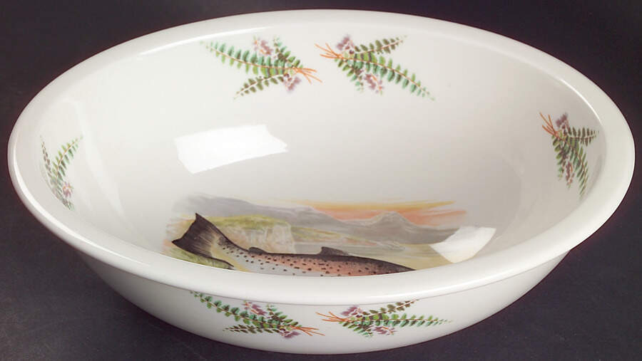Compleat Angler Fern 9" Sovereign Deep Oval Bowl by Portmeirion-1