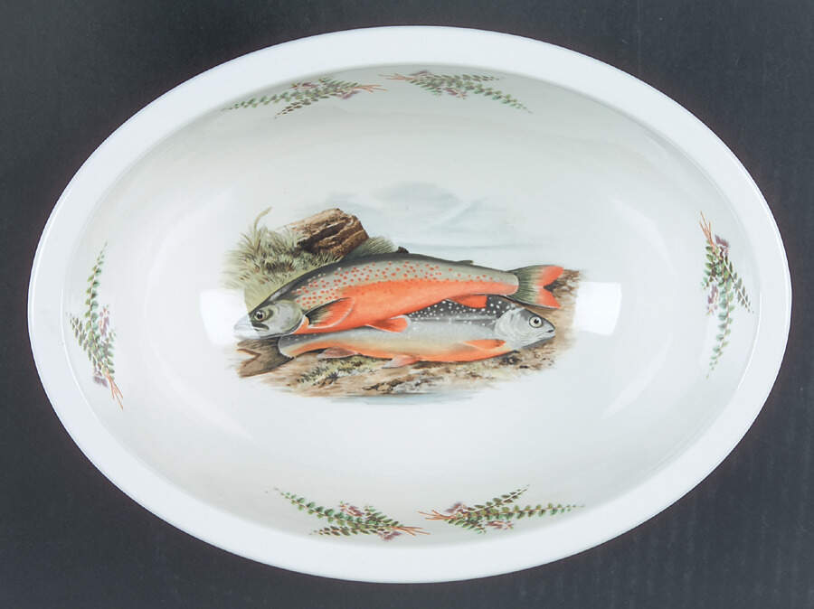 Compleat Angler Fern 9" Sovereign Deep Oval Bowl by Portmeirion-1