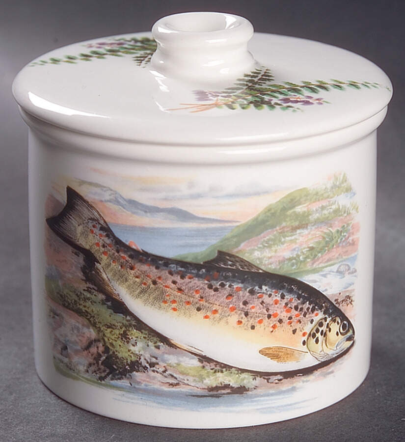 Compleat Angler Fern Sugar Bowl & Lid by Portmeirion-1