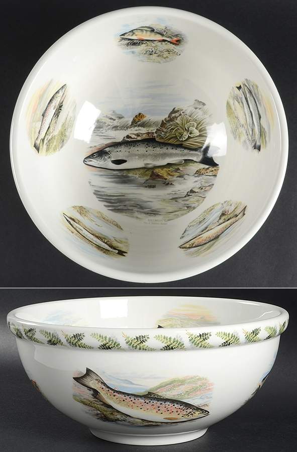 Compleat Angler Fern 11" Large Salad Serving Bowl by Portmeirion-1