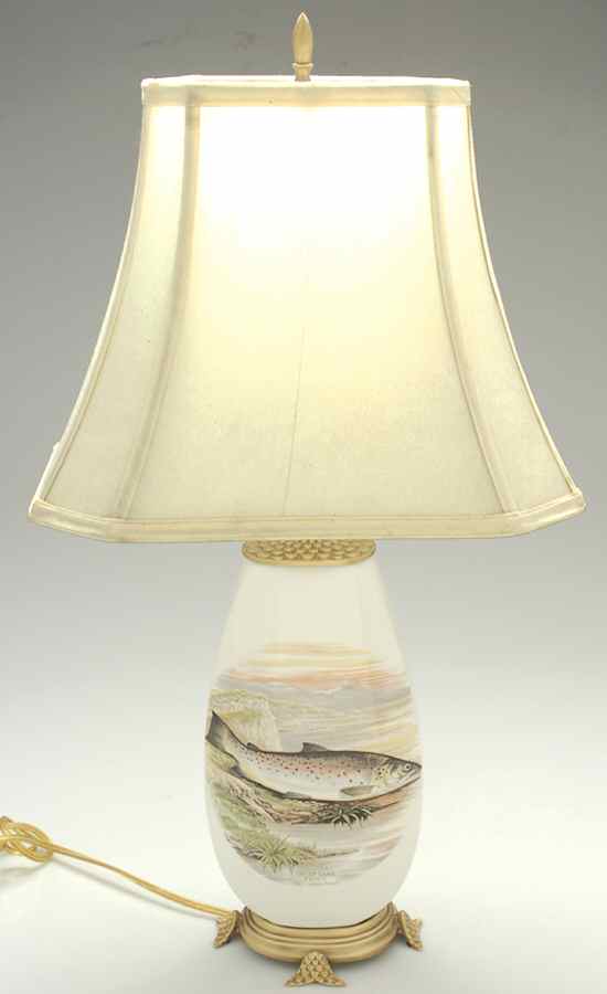 Compleat Angler Fern Tulip Vase Lamp & Shade by Portmeirion-1