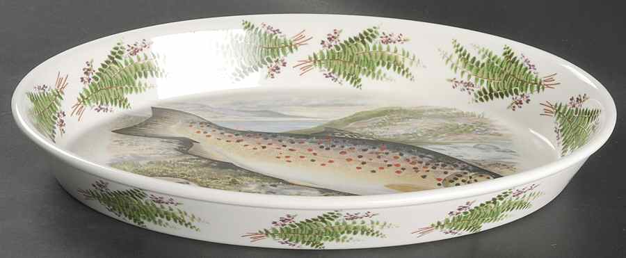 Compleat Angler Fern 14" Oval Baker by Portmeirion-1