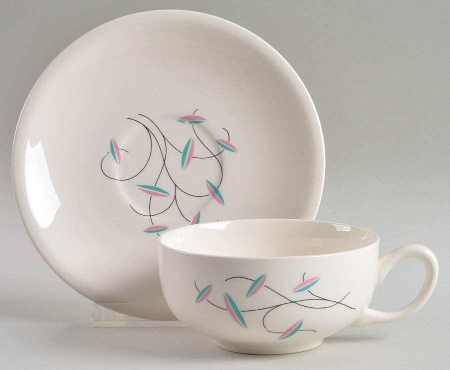 Willow Flat Cup & Saucer Set by Paden City-1