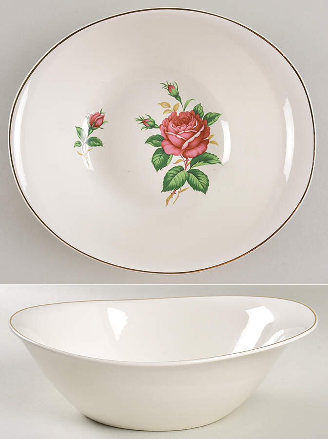 Old Rose (Preview, Bone Ash Glaze) 8" Round Vegetable Bowl by Paden City-1