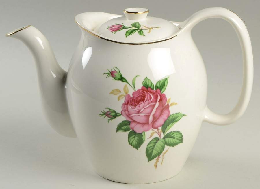 Old Rose (Preview, Bone Ash Glaze) Teapot & Lid by Paden City-1