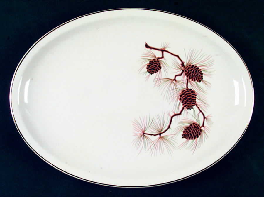 Pinecone 11" Oval Serving Platter by Paden City-1