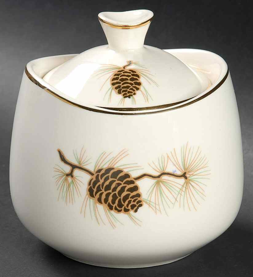 Pinecone Sugar Bowl & Lid by Paden City-1