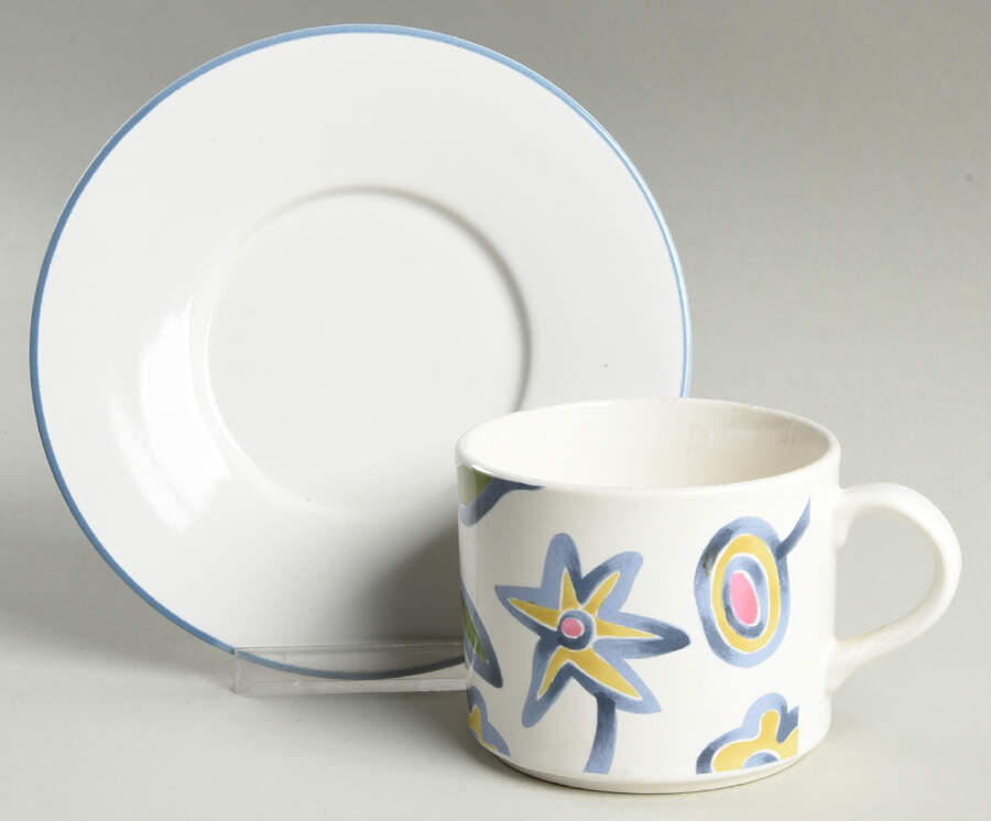 Bunch Flat Cup & Saucer Set by Pottery Barn China-1
