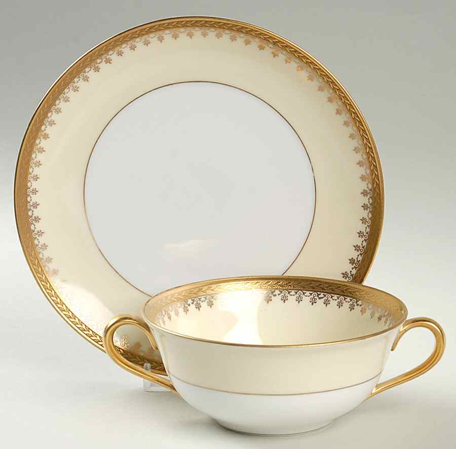 PIC25 Flat Cream Soup Bowl & Saucer Set by Pickard-1