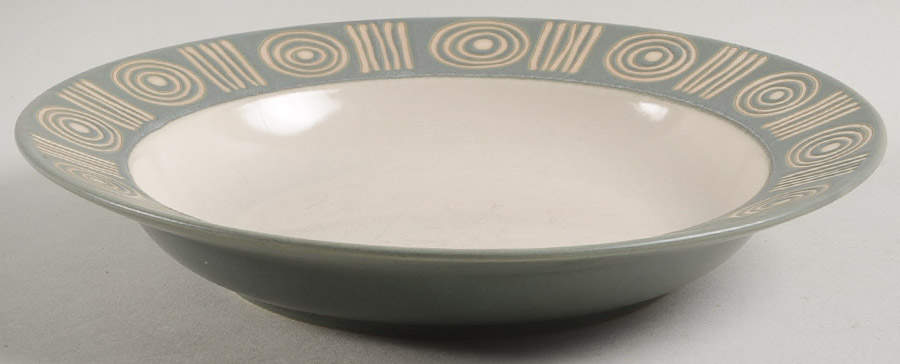 Bongo (Green) Rim Soup Bowl by Pottery Barn China-1
