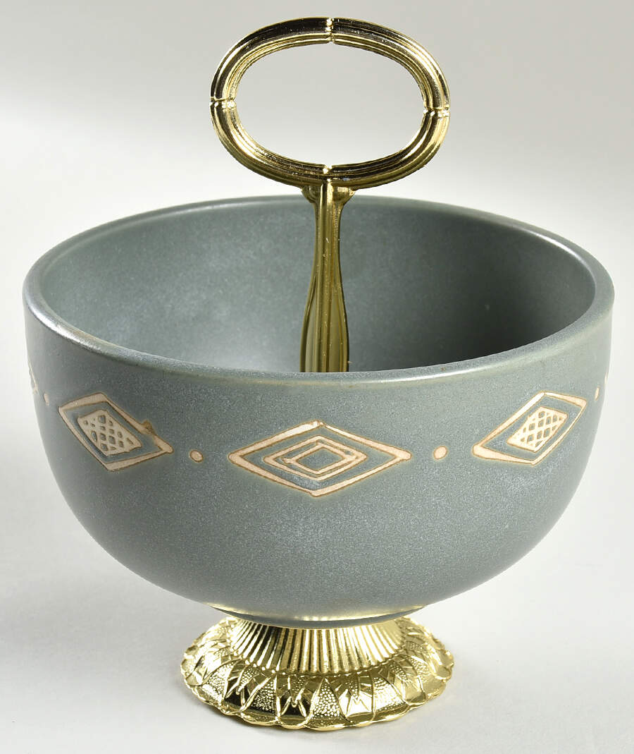 Bongo (Green) 6"-7" Handled Footed Nut Dish HC by Pottery Barn China-1