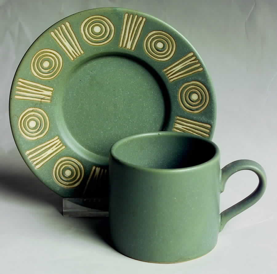 Bongo (Green) Flat Demitasse Cup & Saucer Set by Pottery Barn China-1