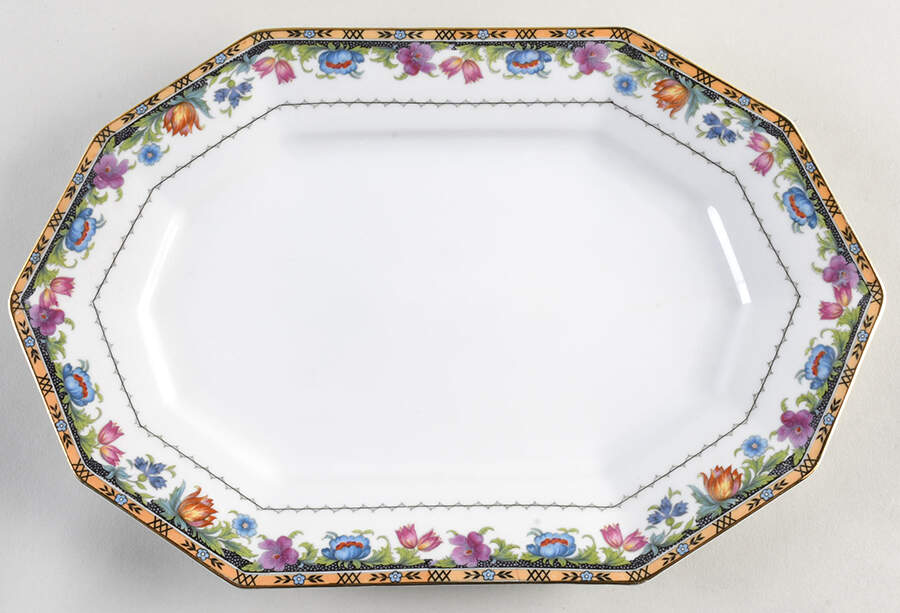 Newport (White) 14" Oval Serving Platter by Princess (Bavaria, Czech)-1