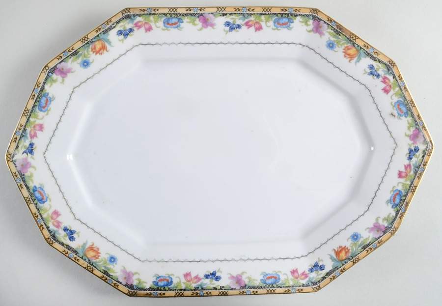 Newport (White) 16" Oval Serving Platter by Princess (Bavaria, Czech)-1