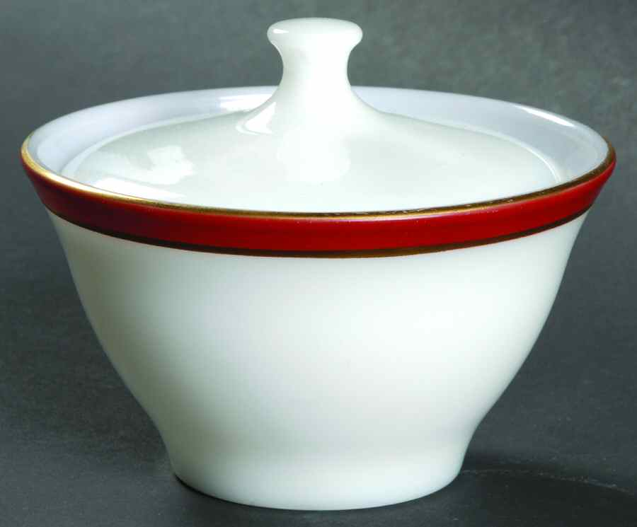 Red Gold Sugar Bowl & Lid by Pyrex-1