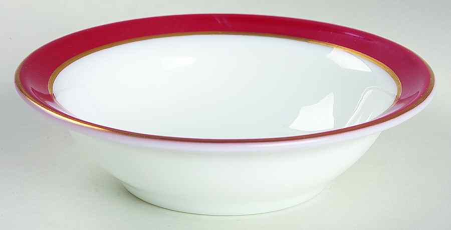 Red Gold Rim Fruit/Dessert (Sauce) Bowl by Pyrex-1