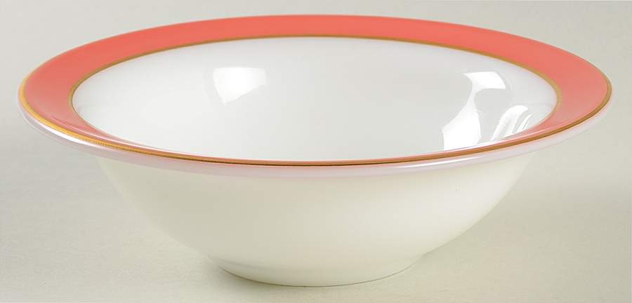 Red Gold Rim Cereal Bowl by Pyrex-1