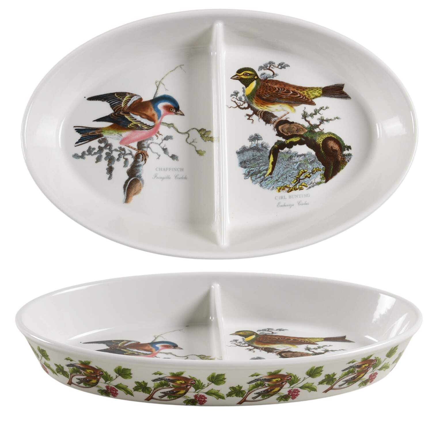 Birds of Britain 11" Oval Divided Vegetable Bowl by Portmeirion-1