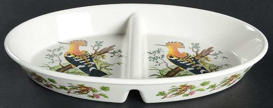 Birds of Britain 14" Oval Divided Vegetable Bowl by Portmeirion-1
