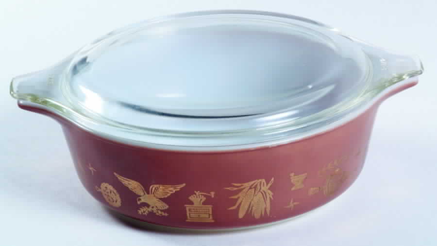 Early American 1 Pt Round Casserole No Lid by Pyrex-1