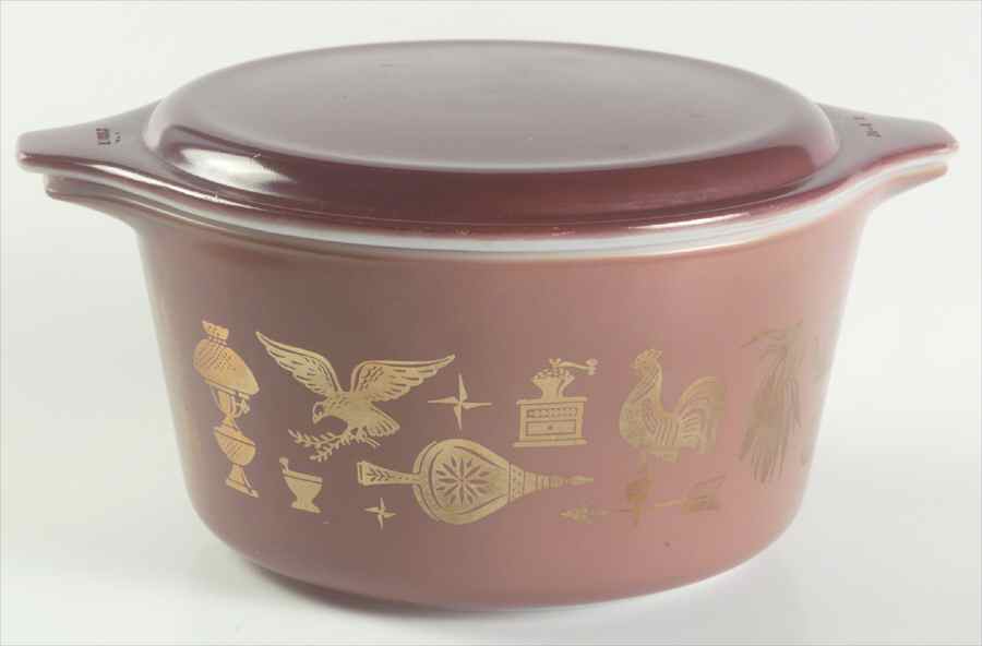 Early American 1 Qt Round Covered Casserole by Pyrex-1