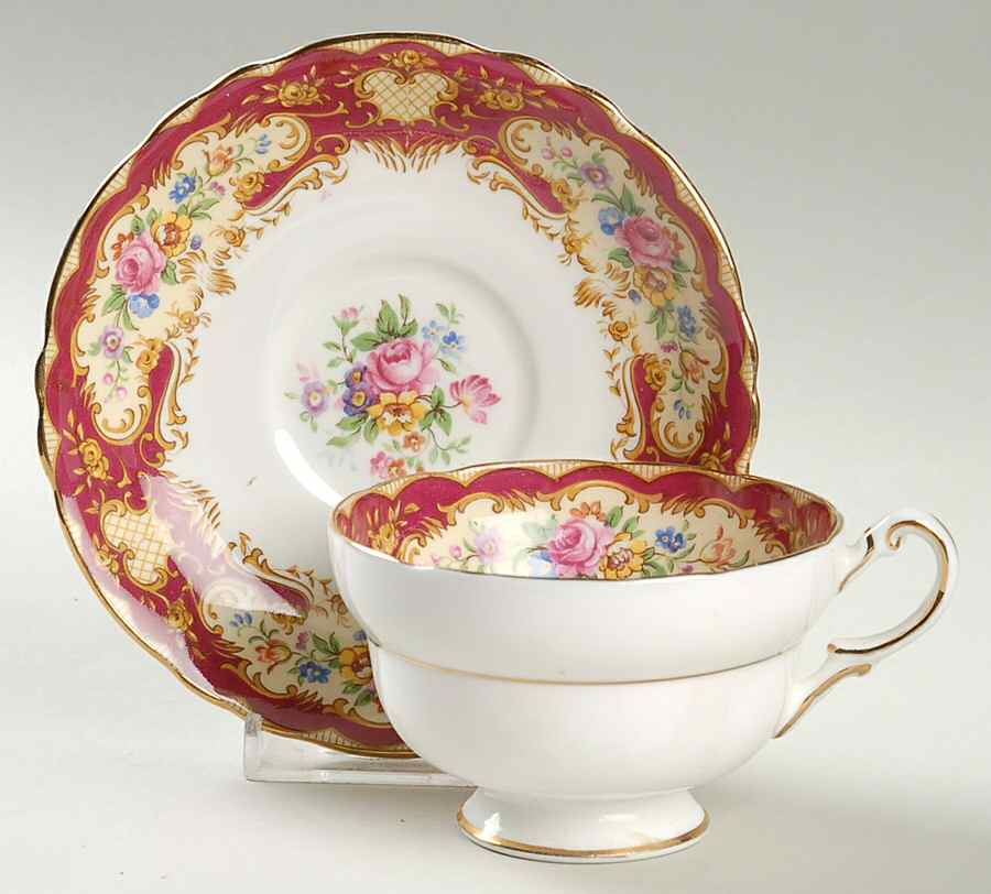 Pompadour Red Footed Cup & Saucer Set by Paragon-1
