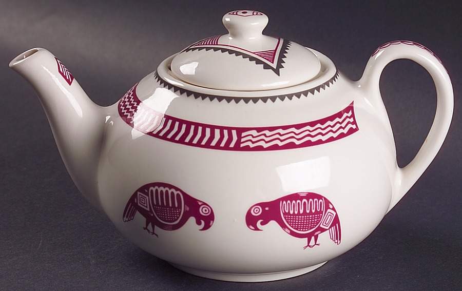 Ancient Mimbreno Indian-Burgundy (Replica) Teapot & Lid by Pipestone-1
