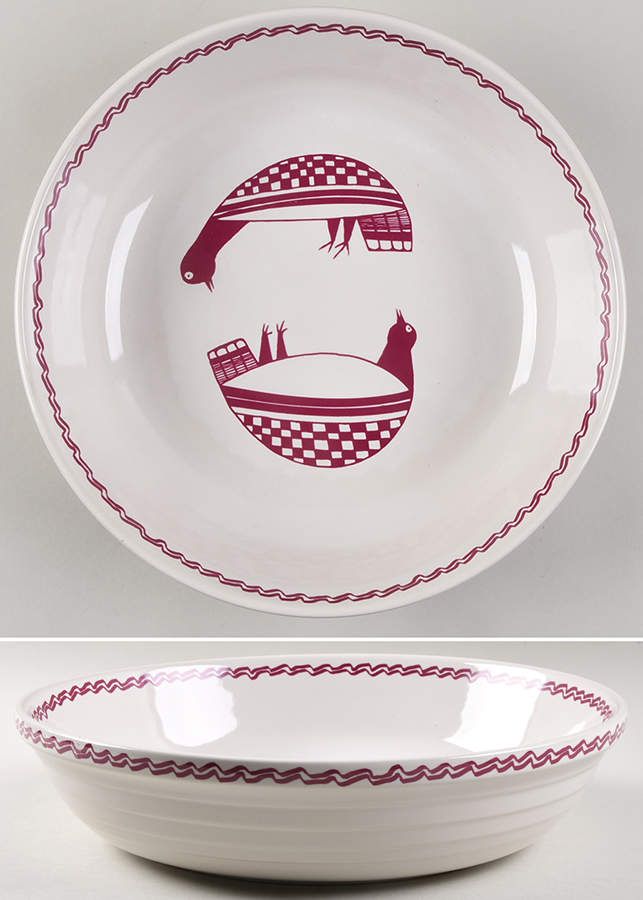 Ancient Mimbreno Indian-Burgundy (Replica) 13" Pasta Serving Bowl by Pipestone-1