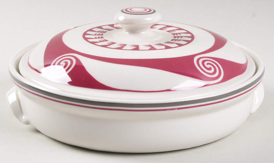 Ancient Mimbreno Indian-Burgundy (Replica) 1 Pt Round Covered Casserole by Pipestone-1